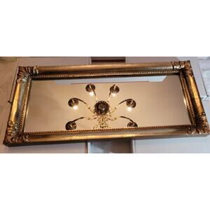 Vintage Home Interiors Mirror, 20"x9", Gold Injection Molded Frame, 1970s-80s
